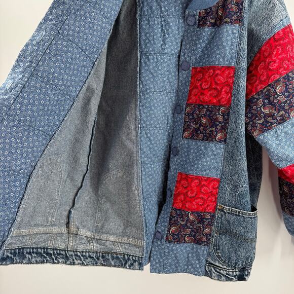 Vintage Jacket SZ Medium/Large Upcycled Handmade Patchwork Denim Quilt Cottage - Picture 10 of 16